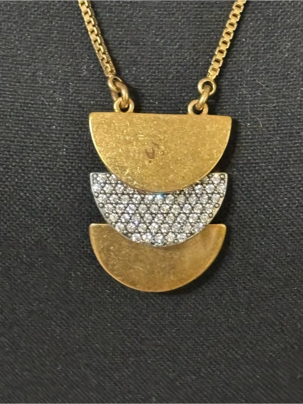 J.Crew Mixed Metal Layered Crescent Pendant Necklace 26”+3”